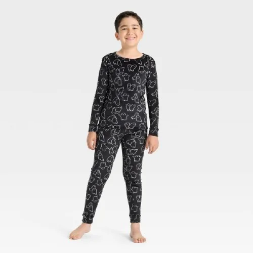 2pc Kids' Halloween Ghosts Snuggly Soft Long Sleeve Pajama Set - Cat & Jack™ Black 6