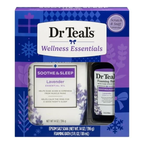 Dr Teal's Soothe & Sleep Lavender Bath Gift Set, 2 Piece Lavender Essential Oil Sampler Set