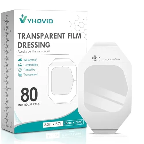 80 Packs Transparent Film Dressing 2.375" x 2.75" - Waterproof Bandages for Wounds, Tattoo Aftercare, and Scar Therapy