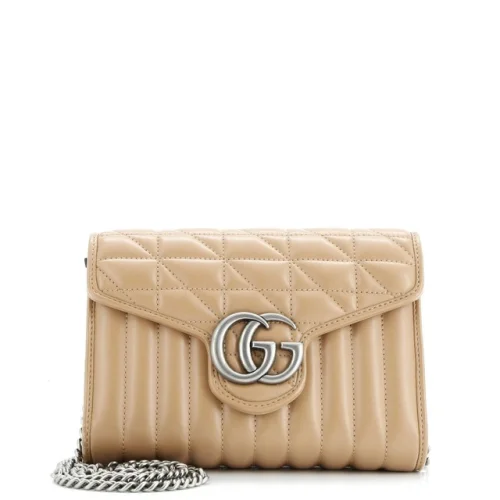 Gucci GG Marmont Chain Wallet Mixed Matelasse Leather Mini