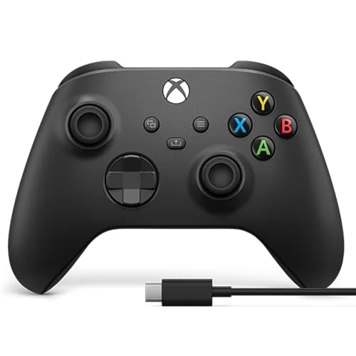 Xbox Wireless Gaming Controller + USB-C Cable (2025) – Carbon Black – Compatible with Multiple Devices
