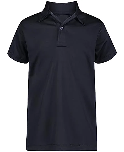 Nautica Boys' School Uniform Sensory-Friendly Short Sleeve Performance Polo, Navy, Medium (10/12)