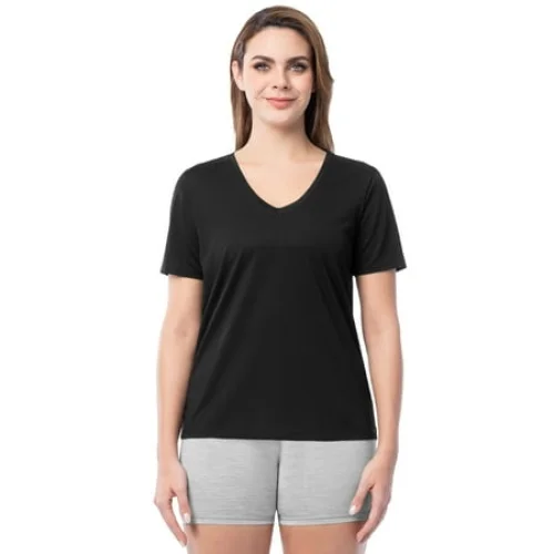 Athletic Works Women's Active Texture Knit V-Neck Tee, Sizes XS-XXXL