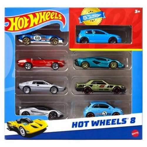 20 Pack Hot Wheels Set of 8 Basic Toy Cars & Trucks in 1:64 Scale with 1 Exclusive Car, Styles Vary