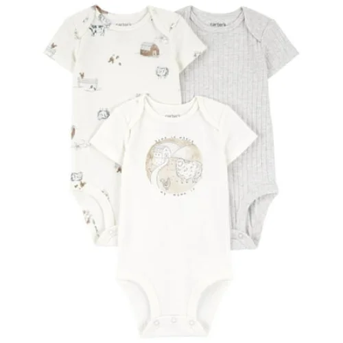 3-Pack Carter's Child of Mine Baby Unisex Bodysuits, Preemie-18 Months, Easy Dressing & Changes