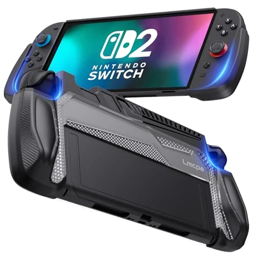 Benazcap Switch 2 Grip Case, Shockproof Protective Hard Case with Thumb Grip Caps for 7.9 Inch Nintendo Switch