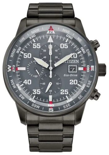 Citizen Men's Eco-Drive Chronograph Grey Stainless Steel Watch 44 MM CA0696-57H