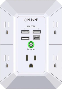QINLIANF Surge Protected 3-Sided Wall Charger
