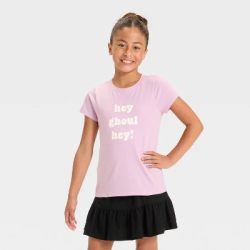 Girls' Short Sleeve Halloween Graphic T-Shirt - Cat & Jack™ Purple M