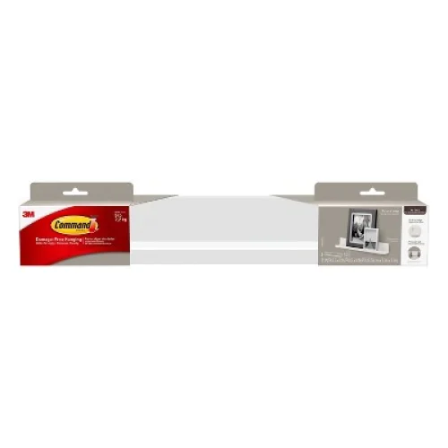 1 Command Picture Ledge, Quartz, Off-White Floating Wall Shelf with 10 Medium Strips, 5lb Capacity