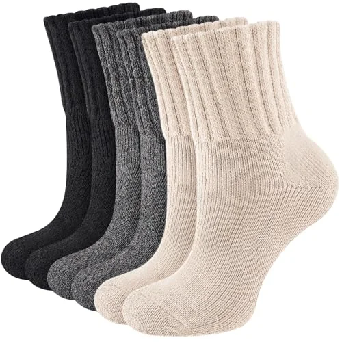 3 Pairs Niorasen Thermal Socks for Women, Warm Thick Cushioned Knit Winter Crew Wool Boot Socks
