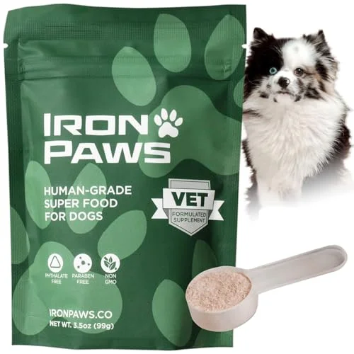 3.5 oz Iron Paws Human-Grade Superfood For Dogs, Premium Greens Powder Supplement