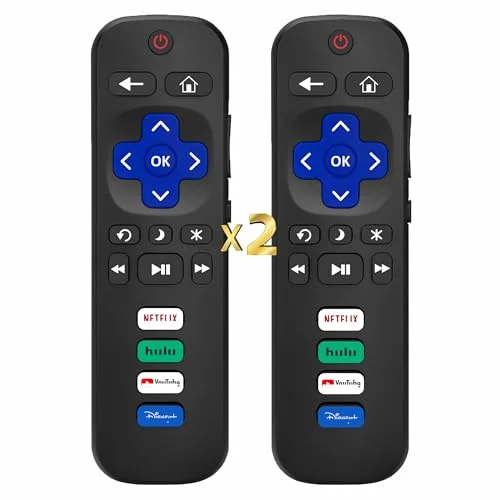 2 Compatible Roku TV Remote Replacements for TCL, Hisense, Sharp, Onn, Element, RCA Smart TV Series (No Voice)