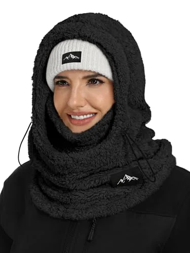 Bagavs Ski Mask Balaclava for Women Men Windproof Fleece Winter Face Mask Neck Warmer (Black)