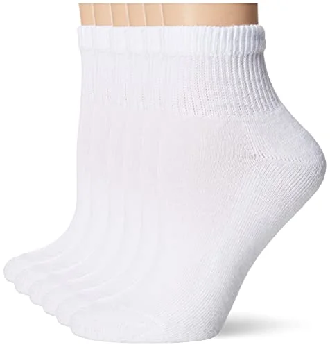 6-Pack Hanes Ultimate Women's Ankle Athletic Socks, White, Shoe Size 5-9 US