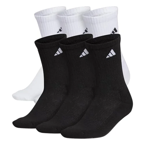 6-Pack adidas Men's Athletic Cushioned Crew Socks with Arch Compression for a Secure Fit