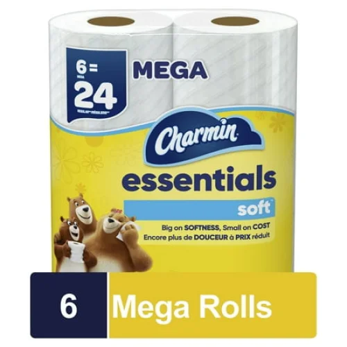 6 Rolls Charmin Essentials Soft Toilet Paper, 330 Sheets Per Roll, Soft and Septic-Safe
