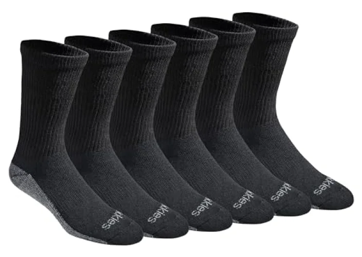 6, 12, or 18 Pairs Dickies Men's Dri-Tech Moisture Control Crew Socks, Comfort Wide-Top, Black