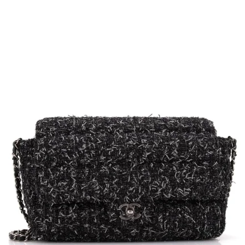 Chanel Classic Single Flap Bag Quilted Tweed Medium