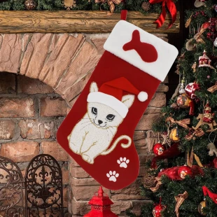 Cat Christmas Stocking Single - 20 inch