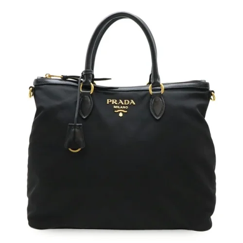 Prada 1Bc060 Nylon Leather 2Way Bag Women Black One Size