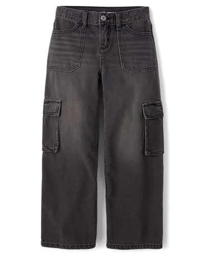 The Children's Place Girls Baggy Jeans Thunder Wash Cargo Size 16