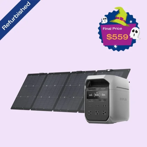 Refurbished EcoFlow DELTA 3 Plus 1024Wh Portable Power Station + 220W Solar Panel