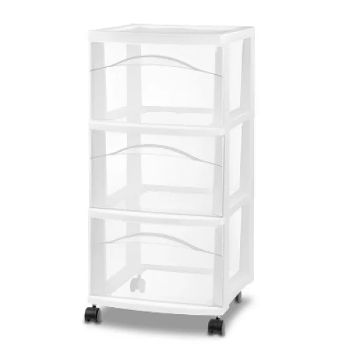 3 Drawer Medium Cart White - Brightroom™: Portable Utility Storage with Casters, No Assembly Required