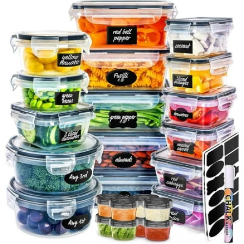 50 Pcs Food Storage Containers with Lids Airtight, Plastic Meal Prep Containers, BPA-Free, Leak-Proof