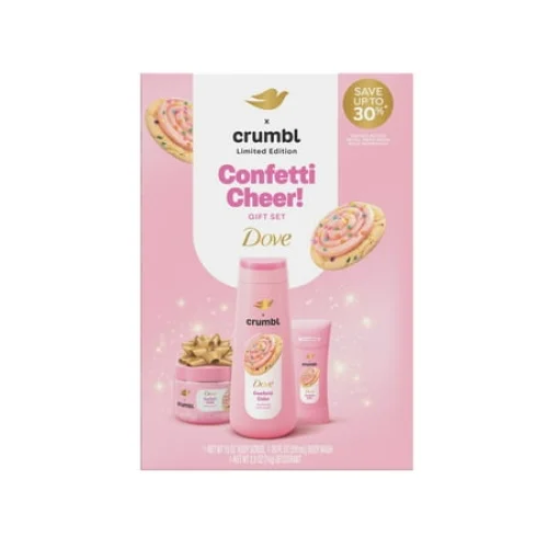 3 Count Dove Crumbl Limited Edition Confetti Cake Body Care Gift Set
