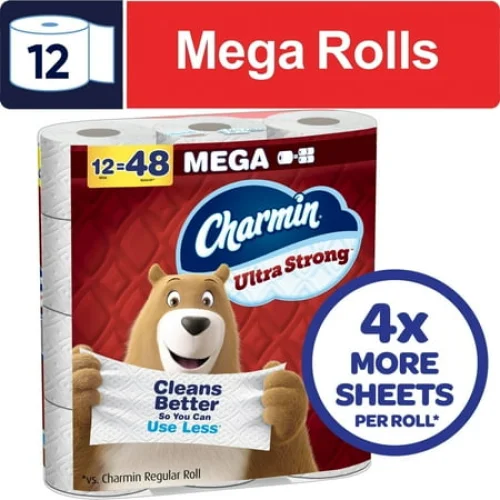 12 Rolls Charmin Ultra Strong Toilet Paper, 220 Sheets Per Roll, 2-Ply, Clog-Safe, Septic-Safe
