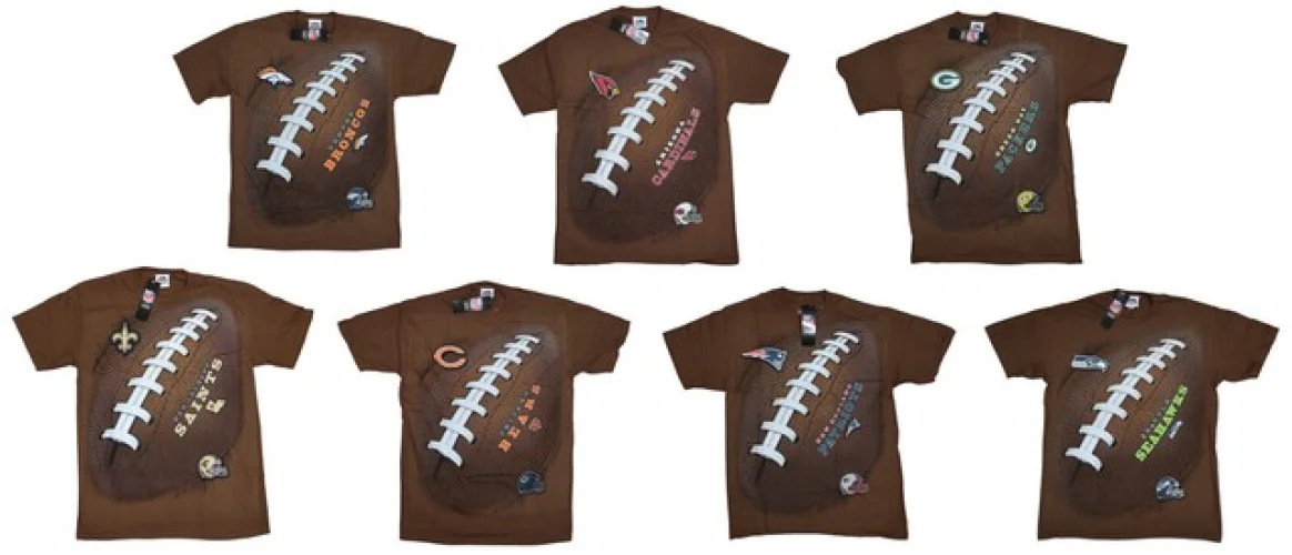 NFL Apparel Liquid Blue Oversized Football Touchdown Crew Neck Men's T-Shirt NWT