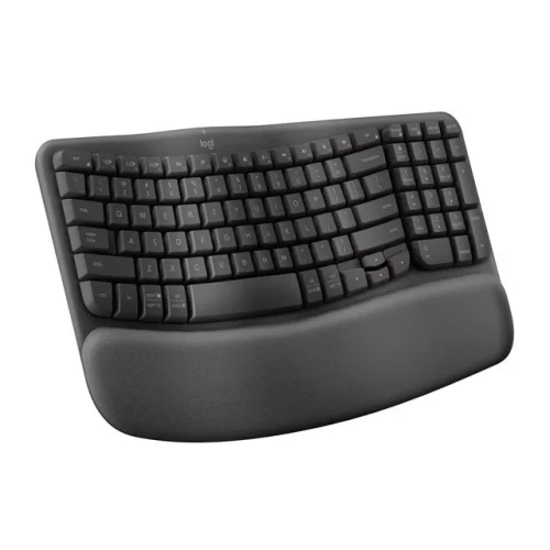 Logitech Wave Keys Bluetooth Keyboard - Black: Ergonomic Design, Wrist Rest