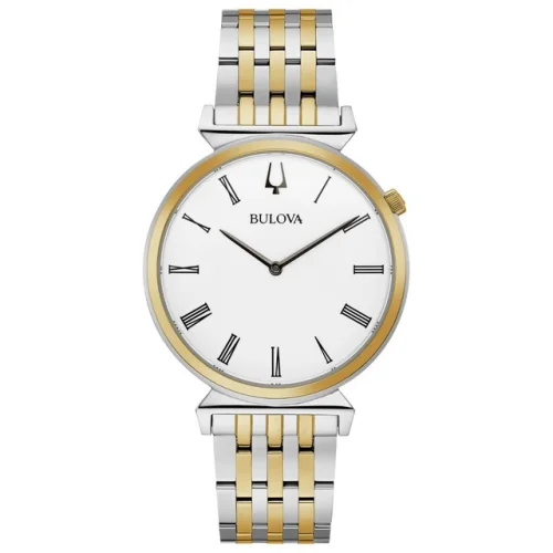 Bulova Regatta Men's Quartz Slim Two-Tone White Dial Watch 38mm 98A233