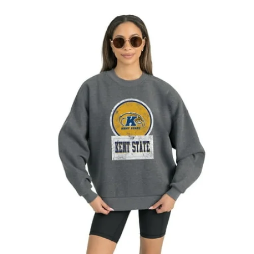 Women's Gameday Couture Kent State Golden Flashes Charcoal Fleece Drop Pullover Sweatshirt