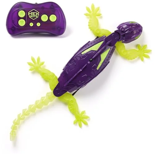 HEX BOTS Glow-in-The-Dark Gecko Rechargeable Remote Control Robot Kids Toy with Wall Climber Technology