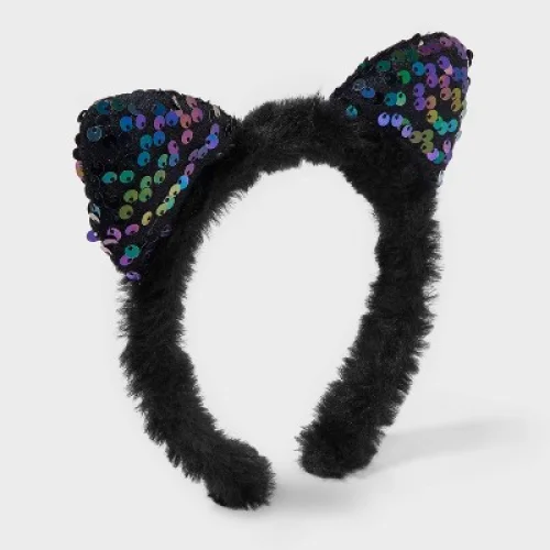 Girls' Halloween Cat Ears Headband - Cat & Jack™ Black