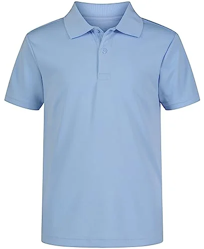 5 IZOD Boys School Uniform Performance Short Sleeve Polo, Light Blue