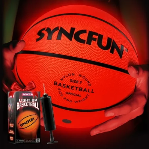 Glow in the Dark Light Up LED Basketball - Official Size 7 Outdoor Sports Ball for Boys Ages 3+