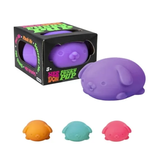 NeeDoh Funky Pup Novelty Fidget Toy, Multiple Colors, Ages 3+, Squishy Sensory Fun
