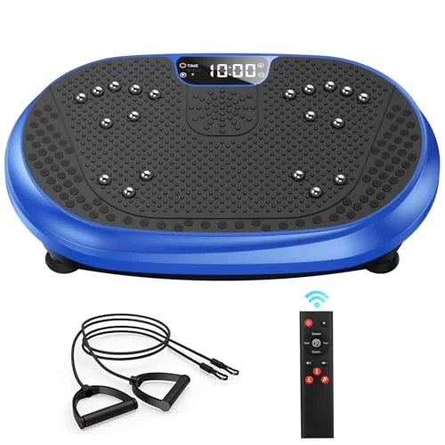 Vibration Plate Exercise Machine, Vibrating Fitness Platform for Lymphatic Drainage, Home Workout Equipment, Blue