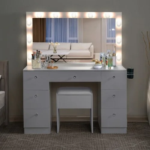 Home Imports Emporium Vanity Table and Drawers with 7 Drawers in White