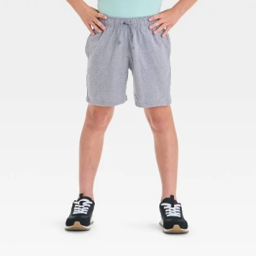Boys' Above the Knee Pull-On Shorts - Cat & Jack™ Gray M: Midweight Jersey, Flexible Drawstring