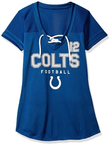 NFL Indianapolis Colts Andrew Luck #12 Women's V-Neck Synthetic Lace Up Top New