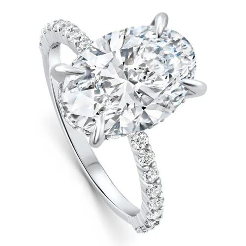 Certified 4.55Ct Oval Diamond Side Halo Engagement Ring 14k White Gold Lab Grown