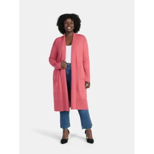Terra & Sky Women's Plus Size Duster Cardigan, Sizes 0X-5X, Open Front Design