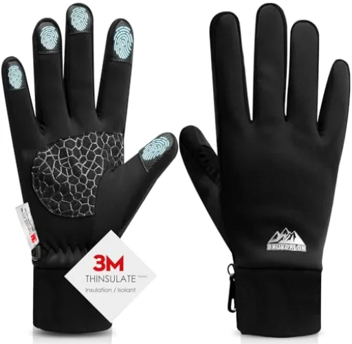 Bruvoalon Winter Gloves for Women & Men, 3M Thermal Insulation, Lycra Fabric, Medium, Black