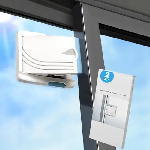 2 Pack STERGDE Sliding Door Lock Child Safety Lock for Sliding Glass Doors, Windows, and Closets (Blue)