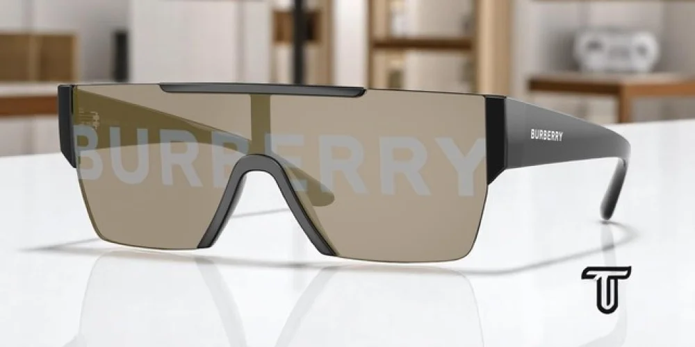 BURBERRY BE4291 3001 G Black Grey Tamp Bur Silver Gold 38 mm Men's Sunglasses