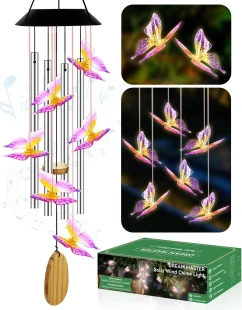 Solar Wind Chimes - Purple Butterfly